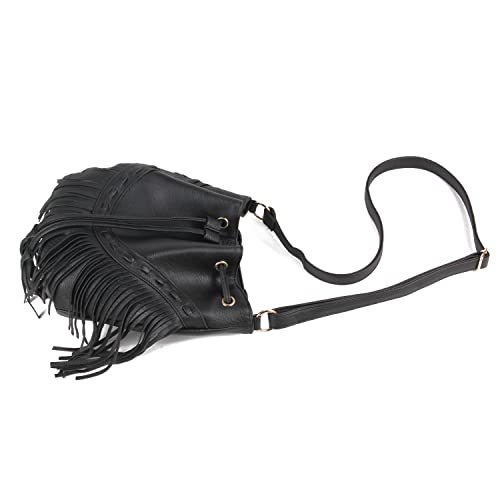 Lanpet Women Fringed Tassel Cross Body Bag Leisure Boho Bucket Shoulder Bag