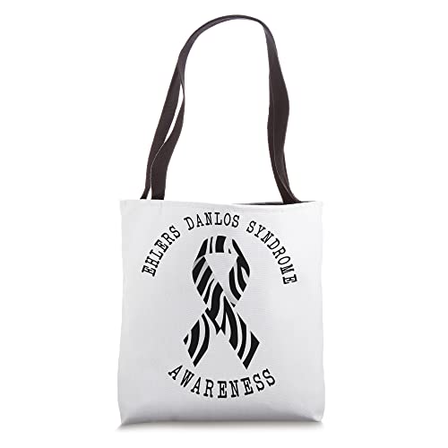 Ehlers Danlos Syndrome Awareness EDS Zibra Ribbon Rainbow Tote Bag