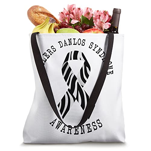 Ehlers Danlos Syndrome Awareness EDS Zibra Ribbon Rainbow Tote Bag