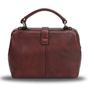 Genuine Leather Crossbody Satchel Purse for Women Retro Handmade Small Top Handle Handbag Designer Cute Bags (Coffee)