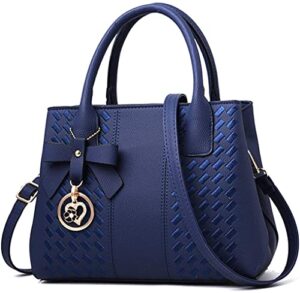 s.g purses and handbags for women fashion ladies pu leather top handle satchel shoulder tote bags (blue)