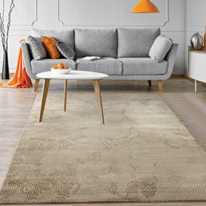 antep rugs abstract 8×10 dotted high-low textured indoor area rug bab5863 (beige, 7’10” x 10′)