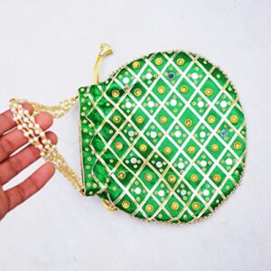 Potli Bags For Women's, Girls Potli Bag Women Stylish Shopping Bag, Women's Bags, Handmade Bags For Girls, Wedding Bags, Fancy Bags By YUSRA HANDICRAFTS, Green