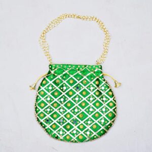 Potli Bags For Women's, Girls Potli Bag Women Stylish Shopping Bag, Women's Bags, Handmade Bags For Girls, Wedding Bags, Fancy Bags By YUSRA HANDICRAFTS, Green