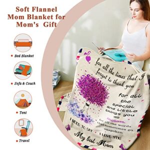 Gifts for Mom from Daughter or Son, Mom Letter Blanket, Best Mom Ever Gifts, Unique Birthday Gifts for Mom and Mother in Law, Soft Throw Blanket Personalized Gift Idear for Mom 50''x60''