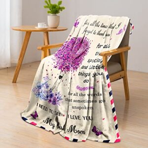 Gifts for Mom from Daughter or Son, Mom Letter Blanket, Best Mom Ever Gifts, Unique Birthday Gifts for Mom and Mother in Law, Soft Throw Blanket Personalized Gift Idear for Mom 50''x60''