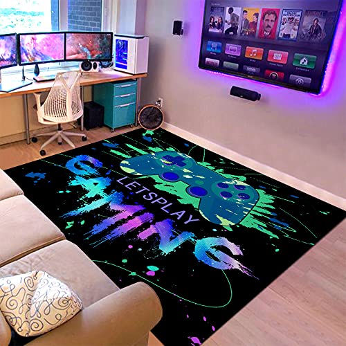 Tveinard Game Rug Teen Boys Carpets Gamepad Living Room Rug Gamer Bedroom Area Rugs Controller Player Home Decor Non-Slip Sofa Floor Mat,39"x59"