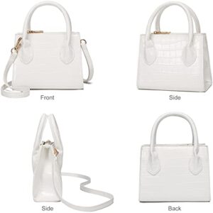 CATMICOO Crocodile Mini Purses for Women, Mini Handbag with Removable Shoulder Strap (White Crocodile Pattern)