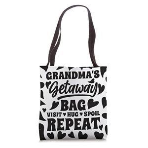 grandma visit hug spoil repeat grandma’s getaway tote bag
