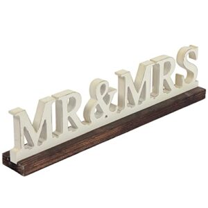 vintage mr and mrs sign for wedding table 16″, distressed white boho wedding decorations for reception, ceremony outside, rustic mr & mrs wedding decor for wedding shower anniversary valentine’s day