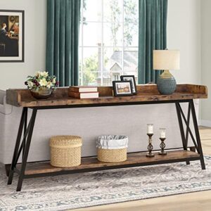 tribesigns 70.9 inch extra long console table behind couch, rustic industrial sofa table for living room, narrow entryway hallway long bar table