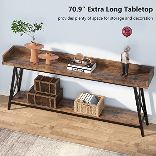 Tribesigns 70.9 inch Extra Long Console Table Behind Couch, Rustic Industrial Sofa Table for Living Room, Narrow Entryway Hallway Long Bar Table
