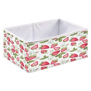 Kigai Strawberry Floral Fabric Storage Bin 11" x 11" x 11" Cube Baskets Collapsible Store Basket Bins for Home Closet Bedroom Drawers Organizers