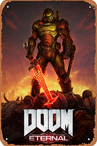 Doom Eternal Game Poster Game Room Wall Decor Tin Metal Sign Metal Poster 8X12Inch