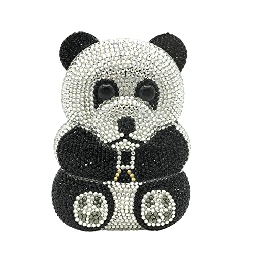 DJBM Women Panda Rhinestone Clutch Evening Bag Crystal Clutch Purses Diamond Clutch for Women Evening Party, Black