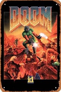 doom poster video game tin sign retro metal sign home and cave wall decoration 12×8 inch