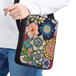 HUGS IDEA Women Girls Lightweight Small Crossbody Bag Boho Floral Blossoms Outdoor Purse Satchel Messenger Purse