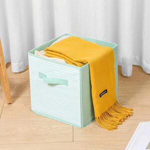 Debbu Basics Fabric Clothing Storage Bins - 10.6" x 10.6" x 11" - Collapsible Storage Cubes Organizer with Handles, Linen Foldable Storage Baskets Cloth Box Containers, Closet Organizers