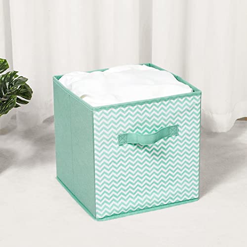 Debbu Basics Fabric Clothing Storage Bins - 10.6" x 10.6" x 11" - Collapsible Storage Cubes Organizer with Handles, Linen Foldable Storage Baskets Cloth Box Containers, Closet Organizers