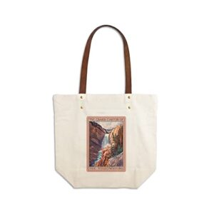 yellowstone national park, wyoming, the grand canyon of yellowstone, contour (canvas deluxe tote bag, faux leather handles & zip pocket)
