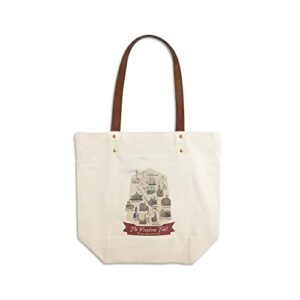 boston, massachusetts, the freedom trail, map, contour (canvas deluxe tote bag, faux leather handles & zip pocket)