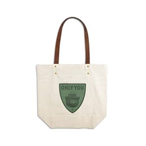 smokey bear, only you, duotone, contour (canvas deluxe tote bag, faux leather handles & zip pocket)