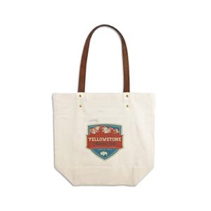 yellowstone national park, contour (canvas deluxe tote bag, faux leather handles & zip pocket)