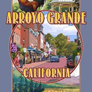 Arroyo Grande, California, Town Montage, Contour (Canvas Deluxe Tote Bag, Faux Leather Handles & Zip Pocket)