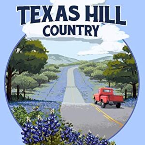 Texas Hill Country, Texas, Bluebonnets and Highway, Contour (Canvas Deluxe Tote Bag, Faux Leather Handles & Zip Pocket)