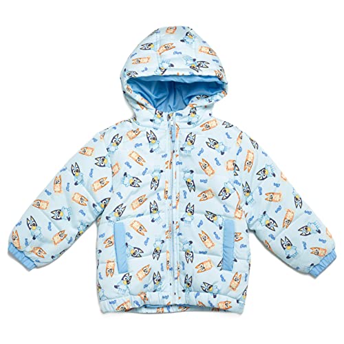 Bluey Bingo Toddler Boys Zip Up Fashion Winter Coat Puffer Jacket 3T Blue