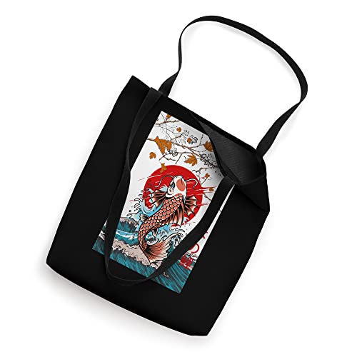 Great Wave off Kanagawa Japanese Blossom Koi Fish Japan Tote Bag