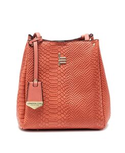 london fog coco lizard shoulder bag for women, vegan leather handbags – salmon rose