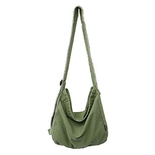 Grunge Bag Hobo Boho Hippie Crossbody Bag Sling Purses for Office School Shopping Travel Y2k Aesthetic (Army Green)