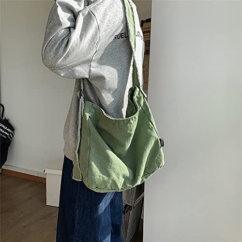 Grunge Bag Hobo Boho Hippie Crossbody Bag Sling Purses for Office School Shopping Travel Y2k Aesthetic (Army Green)