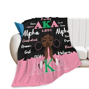 university sorority paraphernalia gifts for women pretty girls pink and green ivy leaf super soft throw flannel blanket gifts for sisters,colleague, daughter,friends and bestie,50″x60″