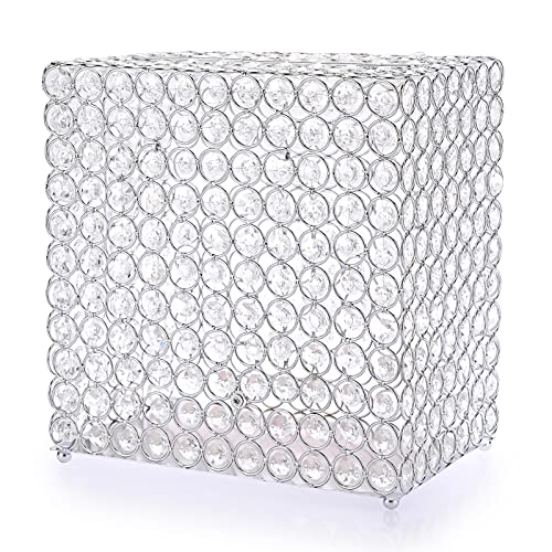 ELLDOO Crystal Wedding Card Box, Rectangle Money Card Box Silver Gift for Wedding Receptions, Centerpiece Decor, Anniversary, Keepsake, Gift Display Box