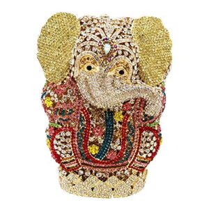 DEBIMY Animal Elephant Crystal Clutch Bag Sparkly Women Rhinestone Shoulder Bag Handbag Wedding Party Evening Clutch, Gold White