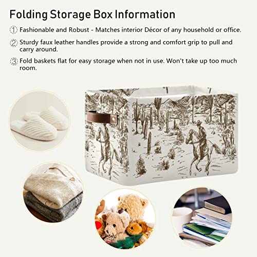 Kigai Solar System Storage Basket Collapsible Rectangle Storage Bin Shelves Basket Organizer with Leather Handle for Closet, Office, Nursery, Home Decor