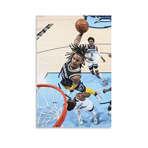 FANCHUANG Ja Morant Poster Paper Dunk for Wall Decor Boys Bedroom Canvas Wall Poster Signed Inspirational Posters Unframe-style 12x18inch(30x45cm)