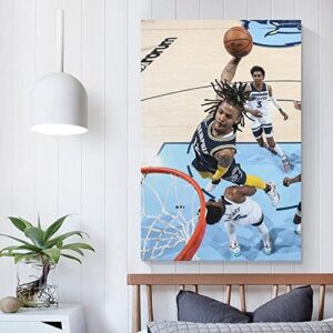 FANCHUANG Ja Morant Poster Paper Dunk for Wall Decor Boys Bedroom Canvas Wall Poster Signed Inspirational Posters Unframe-style 12x18inch(30x45cm)