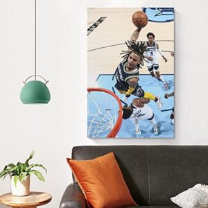 FANCHUANG Ja Morant Poster Paper Dunk for Wall Decor Boys Bedroom Canvas Wall Poster Signed Inspirational Posters Unframe-style 12x18inch(30x45cm)