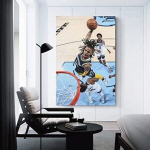 FANCHUANG Ja Morant Poster Paper Dunk for Wall Decor Boys Bedroom Canvas Wall Poster Signed Inspirational Posters Unframe-style 12x18inch(30x45cm)