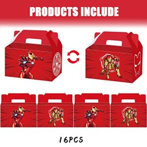 RenbangUS 16 Pcs Iron Hero Birthday Party Favors Boxes for Kids, Iron Hero Gift Boxes Goodie Candy Boxes for Classroom Rewards Carnival Prizes Decor Gifts for Boys Girls