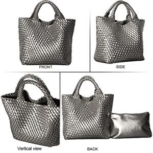 BZXHVSHA Women's Tote Bag Large Capacity Handbags And Purse For Ladies, Silver