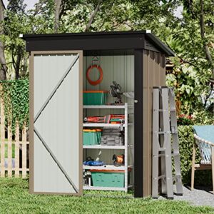 gunji 5 x 3 ft shed outdoor storage shed metal garden shed with lockable door outside waterproof tool shed for backyard, patio, lawn