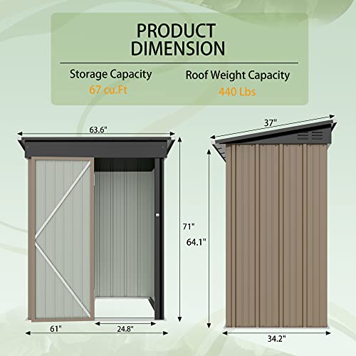 GUNJI 5 x 3 FT Shed Outdoor Storage Shed Metal Garden Shed with Lockable Door Outside Waterproof Tool Shed for Backyard, Patio, Lawn