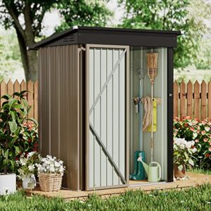 GUNJI 5 x 3 FT Shed Outdoor Storage Shed Metal Garden Shed with Lockable Door Outside Waterproof Tool Shed for Backyard, Patio, Lawn