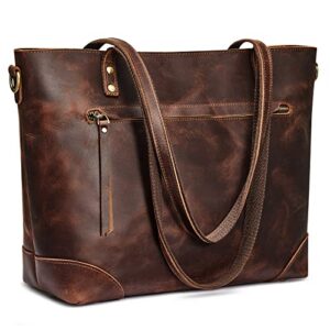 s-zone genuine leather tote bag for women work shoulder crossbody purses handbag with outside pockets