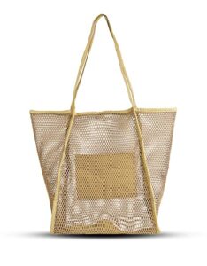 covelin women’s beach tote bag, mesh handbag top-handle shoulder bag tan