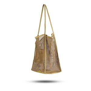 Covelin Women's Beach Tote Bag, Mesh Handbag Top-Handle Shoulder Bag Tan